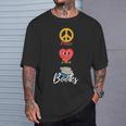 Peace Love Books Book Lovers Bookworm T-Shirt Gifts for Him Peace Love Books Book Lovers Bookworm T-Shirt Gifts for Him