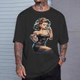 Pinup Girl ジュークボックス レコード音楽プレーヤー ヴィンテージ Tシャツ 彼への贈り物