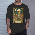 The Reader Skeleton Reading Books Tarot Card Dark Academia T-Shirt Gifts for Him