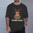 Reading Season Christmas Reindeer Bookworm Book Reader T-Shirt Gifts for Him