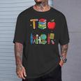 Teacher School Supplies Apple Books Pencil Globe Crayon T-Shirt Gifts for Him