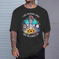Tie-Dye Messy Bun Skull I Like My Books Spicy & My Coffee T-Shirt Gifts for Him
