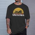 Vintage Reading Book Librarian Retro Sunset T-Shirt Gifts for Him