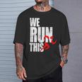 We Run This 我々はこれを実行しますランニング モチベーション マラソン フィットネス ワークアウト ジョギン Tシャツ 彼への贈り物