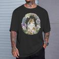 かわいい フラワー シェルティ 夏 花柄 シェットランド シープドッグ Tシャツ 彼への贈り物