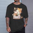 わがまま猫 寿司ねこ ラーメン好き かわいい おもしろ マンガ 長袖tシャツ Tシャツ 彼への贈り物