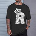 アルファベットtシャツ イニシャル文字 R & キング クイーン クラウン Tシャツ 彼への贈り物