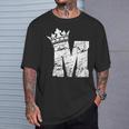 アルファベットtシャツ イニシャル文字mとキングクイーンクラウンtシャツ Tシャツ 彼への贈り物