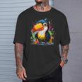 カラフルなペンキの飛沫を持つ小さなオオハシ Tシャツ 彼への贈り物