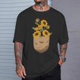 ゴッホ ひまわり ポケットアート 花柄 恋人スタイル 長袖tシャツ Tシャツ 彼への贈り物