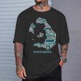 サントリーニ島 ギリシャ 地図 ギリシャ柄 旅行 休暇 Tシャツ 彼への贈り物