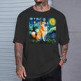シバイヌ 面白いtシャツ 柴犬 犬 ゴッホ 星月夜 かわいい メンズ 子供 おもしろ 服 グッズ ネタ Tシャツ 彼への贈り物