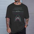 ジョーズ ネオンシャークアタックサーファーアートワーク Tシャツ 彼への贈り物