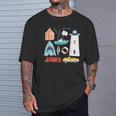 ジョーズシャークライトハウスオルカボートポリス Tシャツ 彼への贈り物