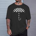 チェック柄 ブラック&ホワイト バッファロー格子柄 傘 天気 Tシャツ 彼への贈り物