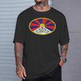チベットの旗 楕円フリーチベット Tシャツ 彼への贈り物