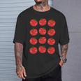 トマト柄 かわいい ハッピー トマト フルーツ ビーガン フルータリアン Tシャツ 彼への贈り物