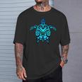 トライバル ハワイアン マオリ 太陽 ウミガメ 両面 Tシャツ 彼への贈り物