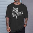 トランペットを奏でる猫 ヴィンテージ ジャズ ミュージシャン トランペッター Tシャツ 彼への贈り物