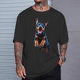 ドーベルマン 犬好きのジャンピングデザイン かわいい 面白い ドーベルマン Tシャツ 彼への贈り物