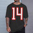 ナンバー 14 スポーツ ホワイト レッド ナンバー 14 Tシャツ 彼への贈り物