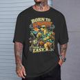 バイクでアイスコーヒーを飲むラーチャー面白いdigor Tシャツ 彼への贈り物