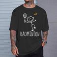 バドミントンプレーヤー バドミントンラケット シャトルコック バーディースポーツ 長袖tシャツ Tシャツ 彼への贈り物