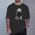 パンダ 演奏 クラリネット リアル 長袖tシャツ Tシャツ 彼への贈り物