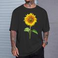 ヒマワリ 夏 花 庭 自然 Tシャツ 彼への贈り物