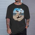 ビーチバレーボールをするシャム猫 Tシャツ 彼への贈り物