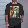 ピカソ猫 – ヴィンテージキュビズムアート風デザイン Tシャツ 彼への贈り物