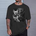 フレンチブルドッグ 喫煙犬 ライター モノクロアート 長袖tシャツ Tシャツ 彼への贈り物