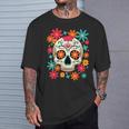 フローラルシュガースカル 死者の日 ヒッピー Tシャツ 彼への贈り物