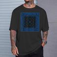 メンズ ブラックブルーバンダナプリントtシャツ ロイヤルブルーペイズリー柄 Tシャツ 彼への贈り物