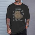 ブラックポメラニアン解剖学、面白くてかわいいペットポンポン、犬のお父さん。 Tシャツ 彼への贈り物
