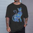 ブルー ペイズリーキャット Tシャツ 彼への贈り物