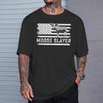 ヘラジカ ハンティング ビンテージフラッグ スレイヤー ハンター Tシャツ 彼への贈り物
