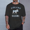 ヘラジカ フィンランド国旗 Tシャツ 彼への贈り物