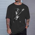 ボストンテリア ベースギター ロックミュージック 犬好き Tシャツ 彼への贈り物