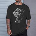 ミニチュアシュナウザー ポートレート 黒と白の犬好き Tシャツ 彼への贈り物
