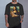 モナリザ 猫とパロディー おもしろアート 絵画 ミーム Tシャツ 彼への贈り物