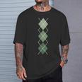レトロロカビリーグリーンアーガイル Tシャツ 彼への贈り物