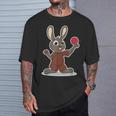 卓球選手 卓球をするかわいいうさぎさん Tシャツ 彼への贈り物