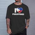国旗とハートのアイ・ラブ・フィリピン Tシャツ 彼への贈り物