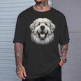 女性と男性のためのグレート ピレニーズ犬の顔のアート デザイン Tシャツ 彼への贈り物