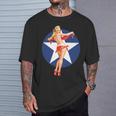 愛国心 ヴィンテージ セクシー ピンナップ 女の子 長袖tシャツ Tシャツ 彼への贈り物