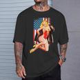 愛国的なヴィンテージセクシーピンナップガール Tシャツ 彼への贈り物