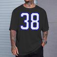 数字 38 Thirty Eight スポーツジャージ ホワイト ブルー 誕生日年齢 Tシャツ 彼への贈り物