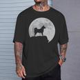 月と犬のシルエット-柴犬 Tシャツ 彼への贈り物