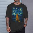 犬 天体観測 ゴッホ 夜空 ゴールデンレトリバー ラブラドール 長袖tシャツ Tシャツ 彼への贈り物